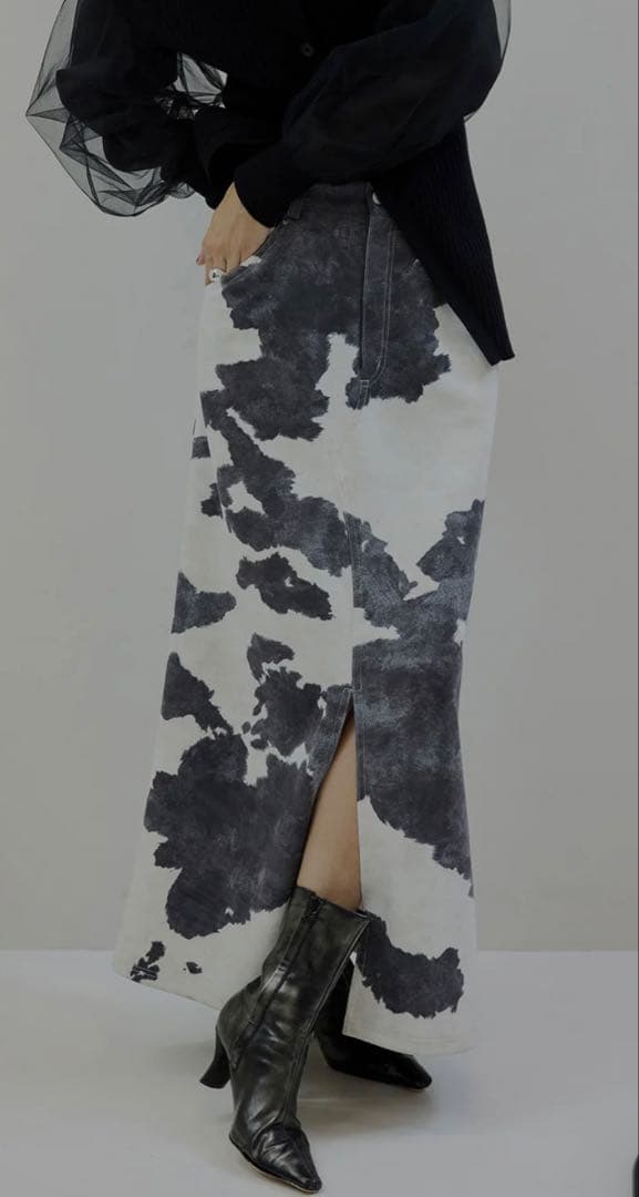 Ameri COW PATTERN SUEDE LIKE SKIRT アメリ M