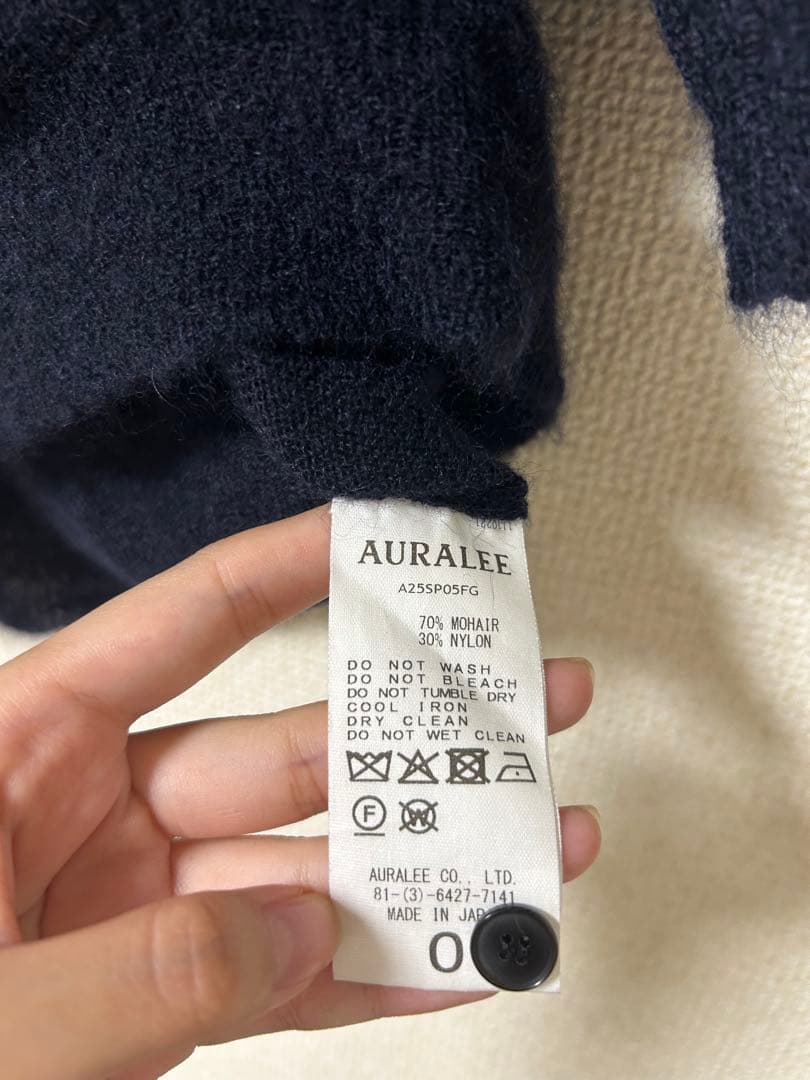 AURALEEネイビー 半袖ポロシャツ