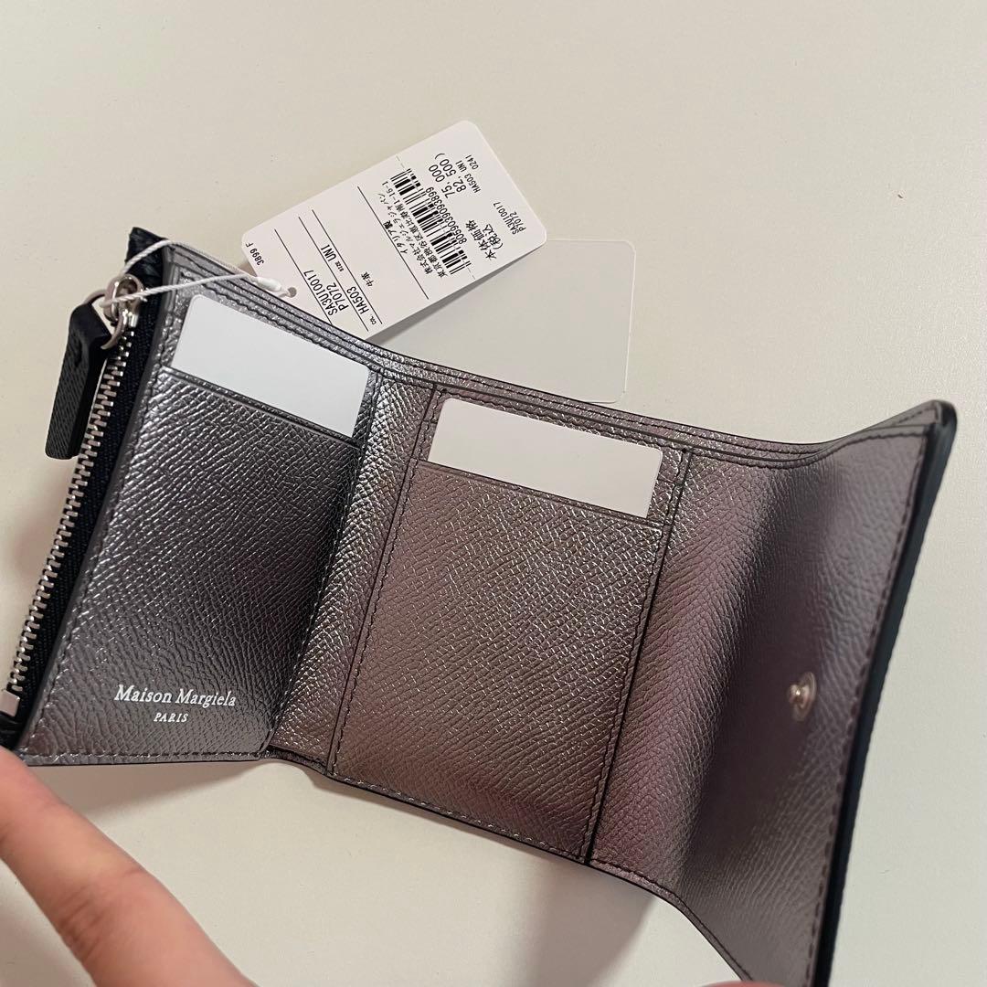新品未使用 Maison Margiela ブラック レザー 三つ折財布