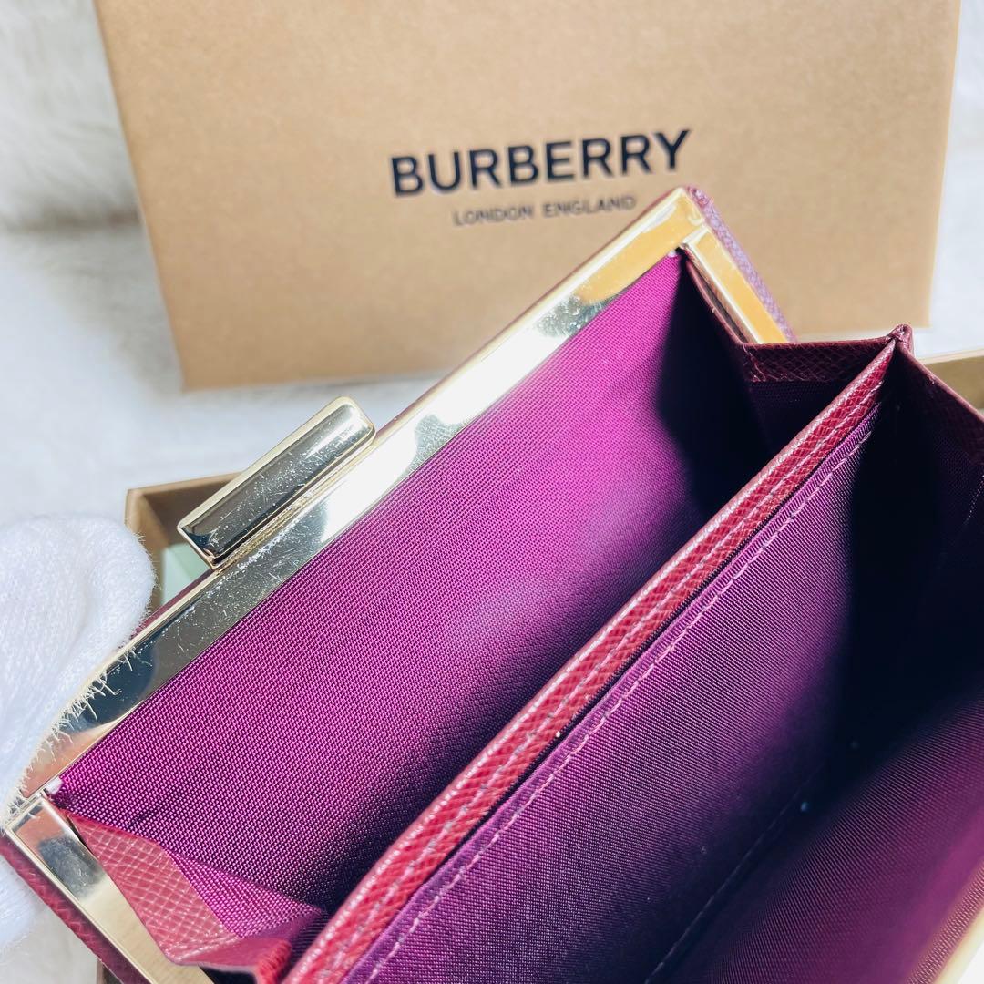 未使用級　希少　 BURBERRY がま口　財布　ボルドー　おしゃれ　セレブ