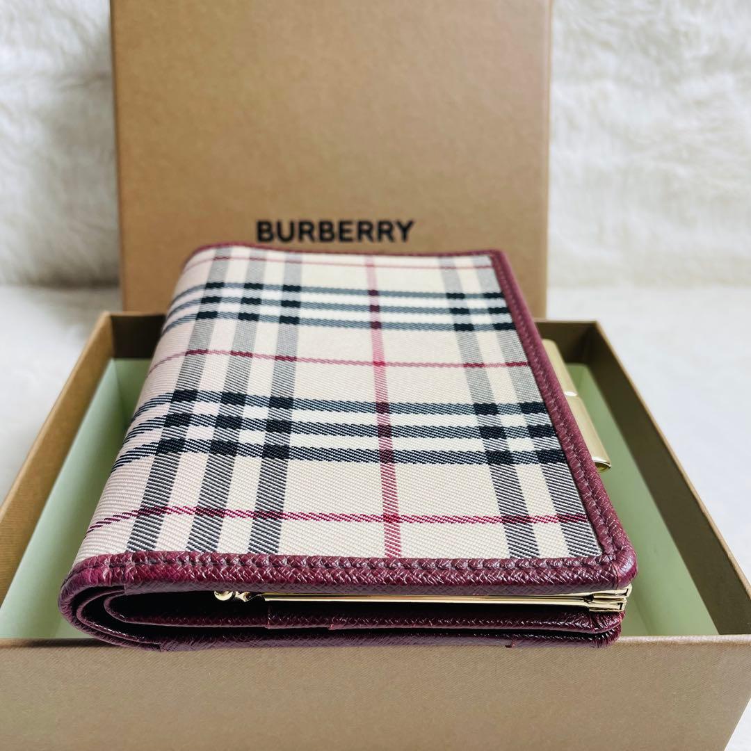 未使用級　希少　 BURBERRY がま口　財布　ボルドー　おしゃれ　セレブ