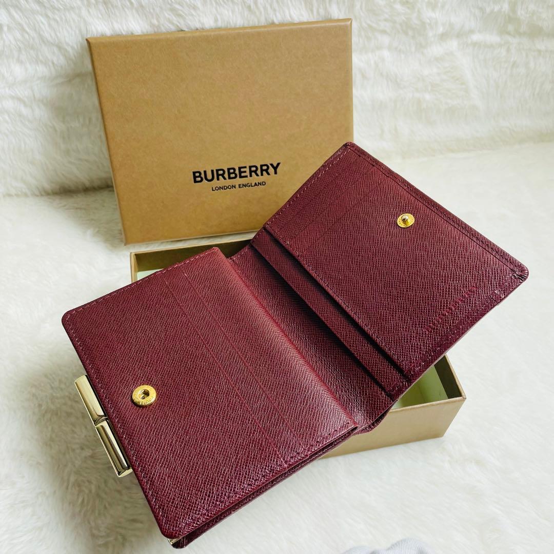 未使用級　希少　 BURBERRY がま口　財布　ボルドー　おしゃれ　セレブ
