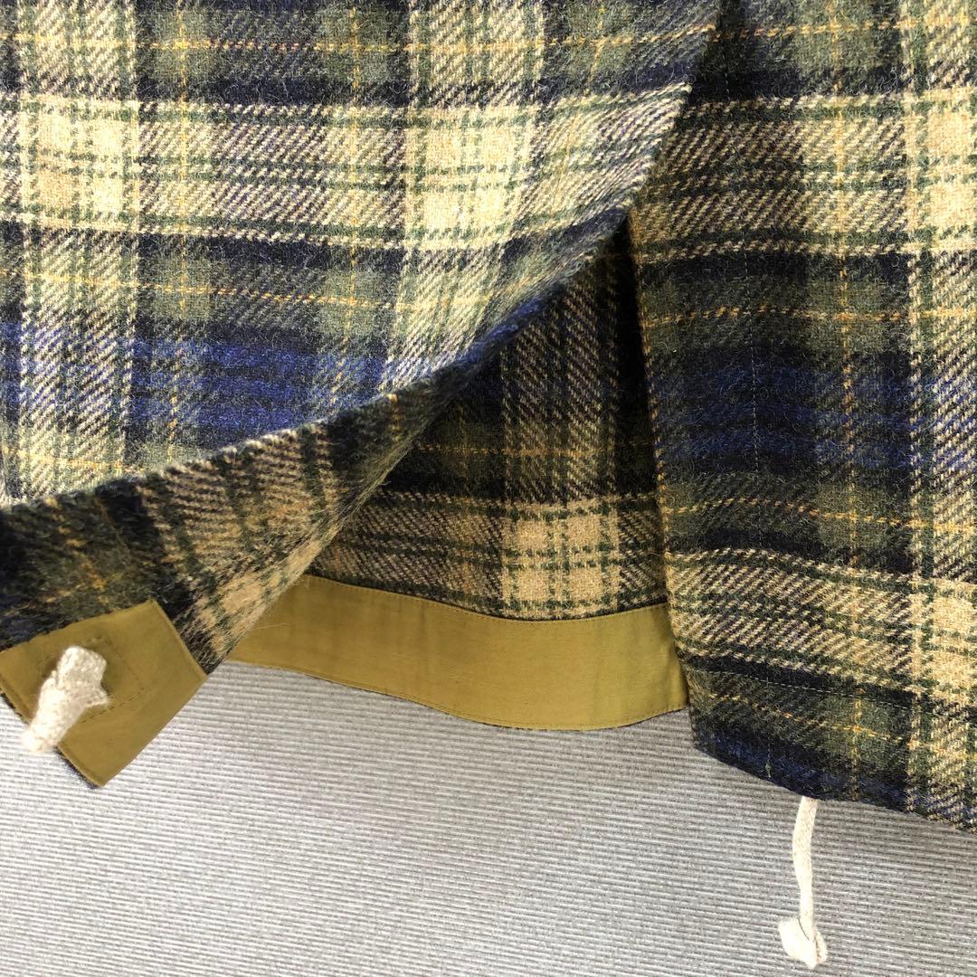 美品 45R ウールタータンのカーゴスカート チェック 2 カーキタータン