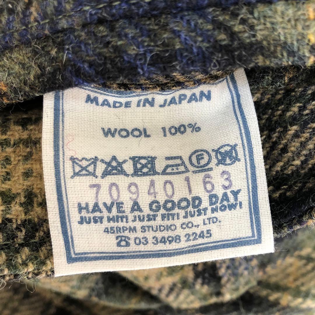 美品 45R ウールタータンのカーゴスカート チェック 2 カーキタータン