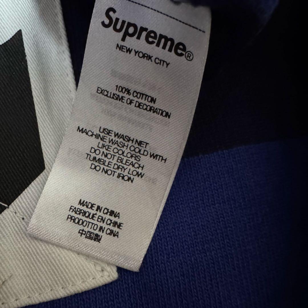 【ほぼ未使用】Supreme Stripe Rugby Navy Sサイズ