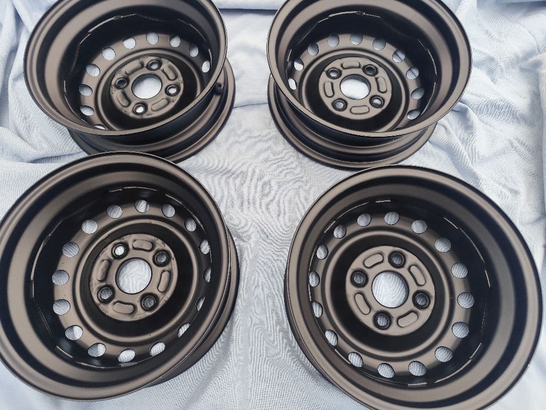 12×4.00B　スチールホイール4枚PCD1004穴　自家塗装品艶消しブラック