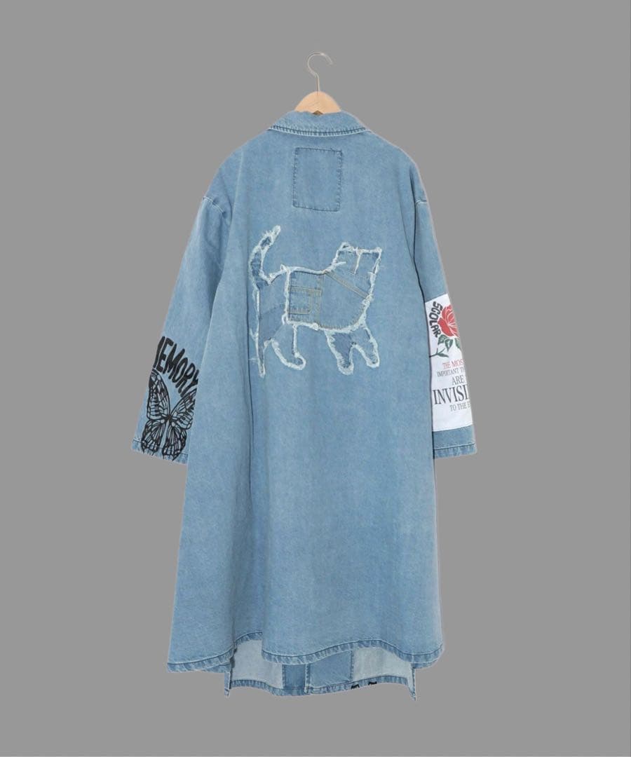 ☆新品タグ付スカラー　161608：アップリケ×刺繍デニムorツイルロングコート