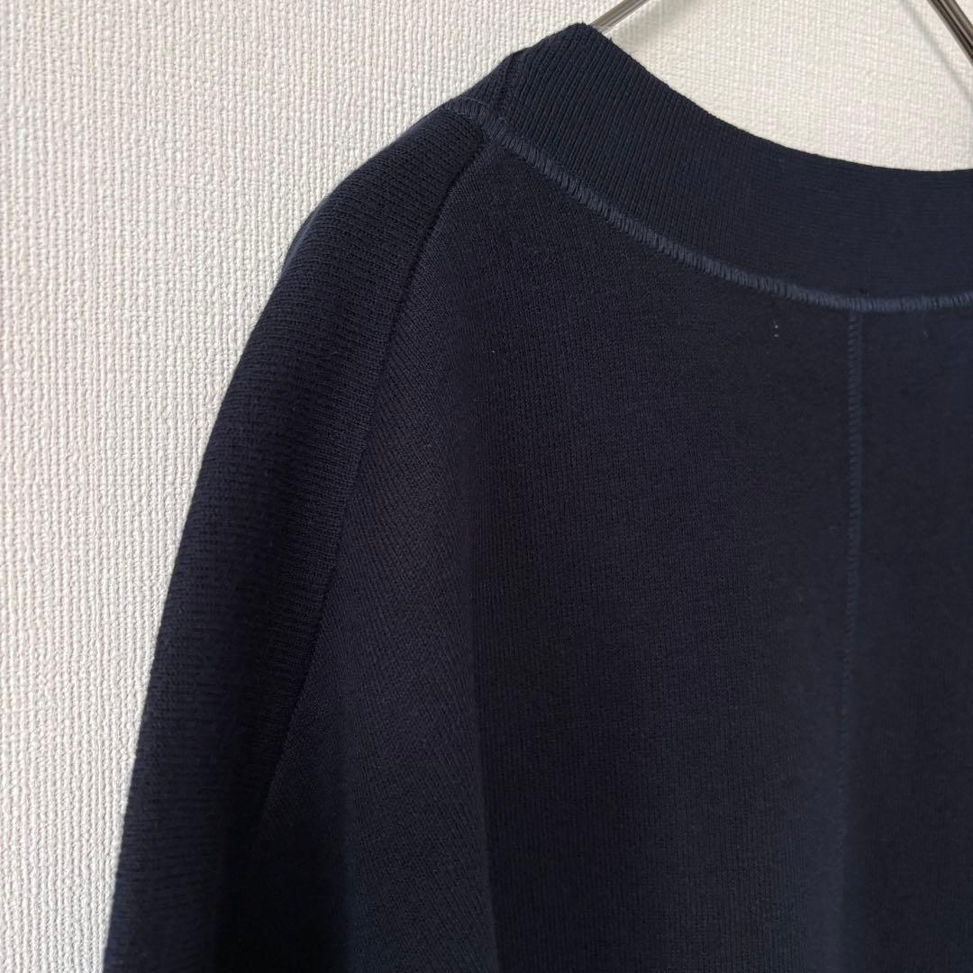 25AW レリューム コットンカシミヤミックスダブルニットVネック 紺 金ボタン