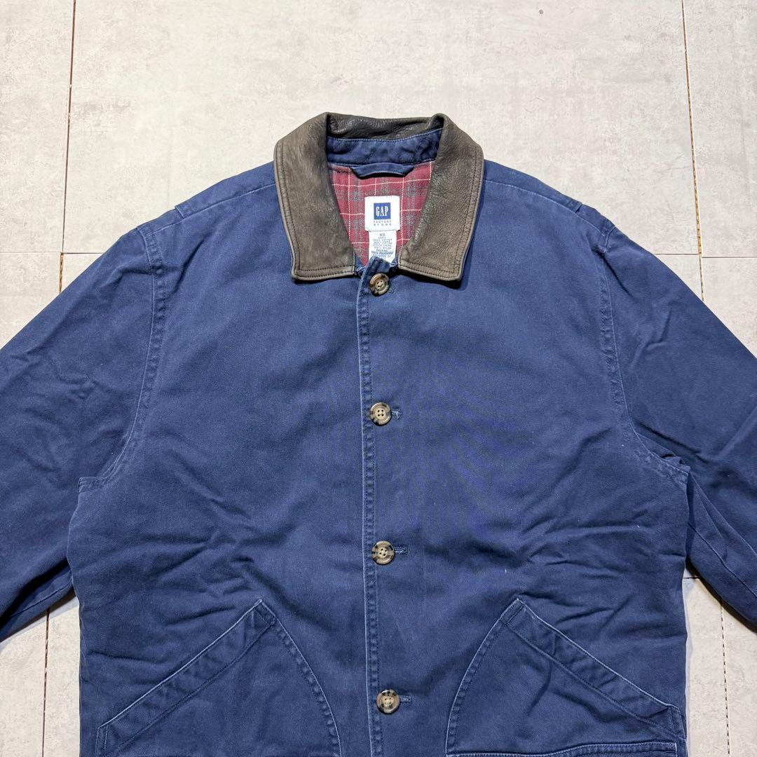 00s GAP ハンティングジャケット カバーオール 襟レザー コーデュロイ