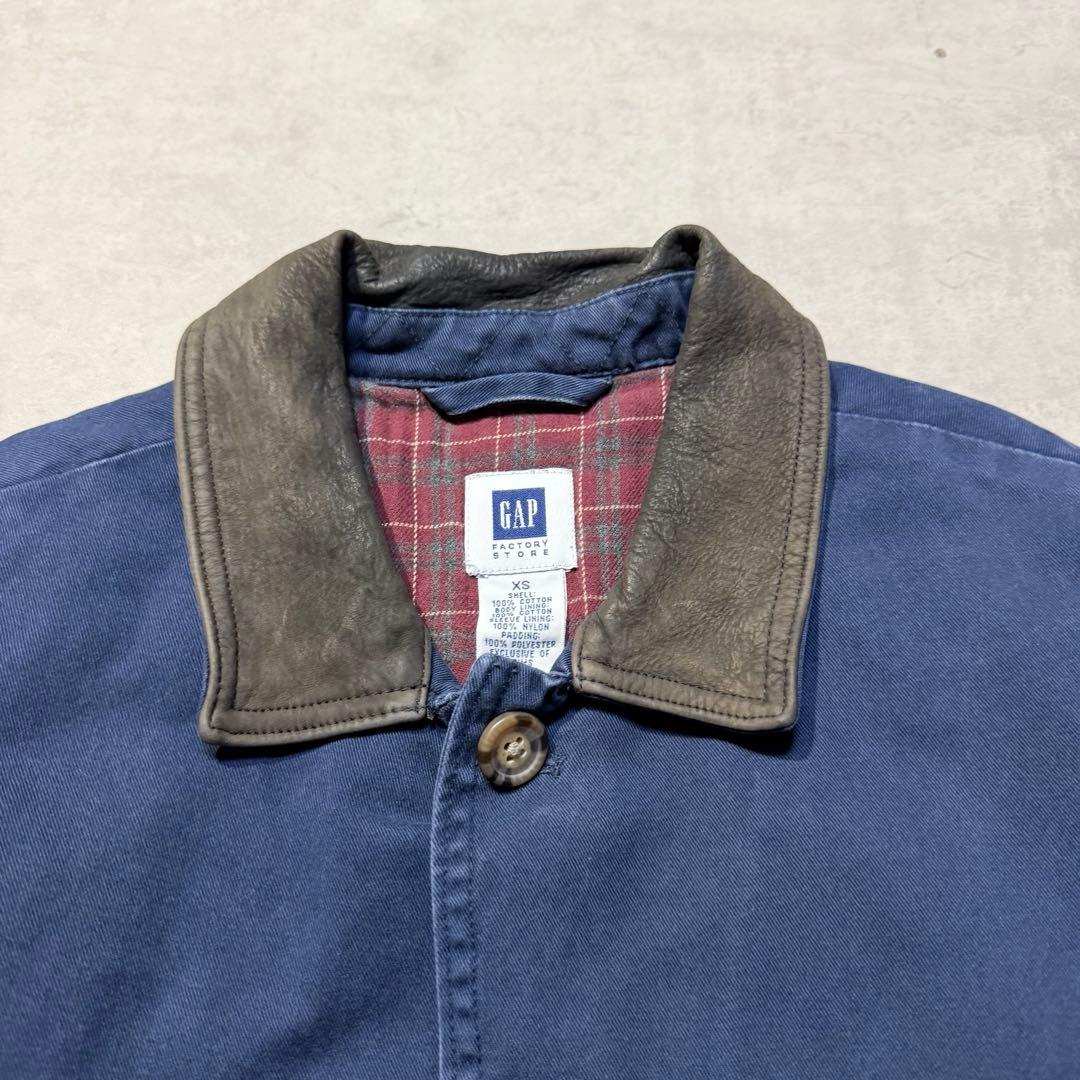 00s GAP ハンティングジャケット カバーオール 襟レザー コーデュロイ