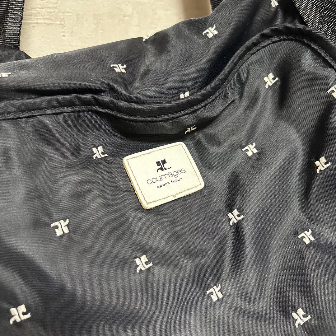 【美品】Courrèges クレージュ ボストンバッグ モノグラム 黒 大容量