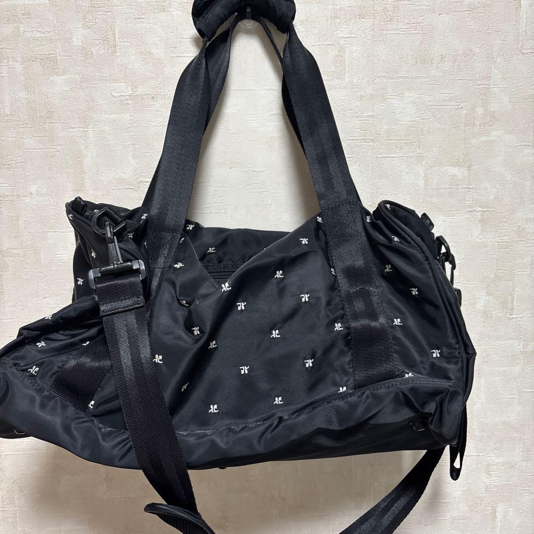 【美品】Courrèges クレージュ ボストンバッグ モノグラム 黒 大容量