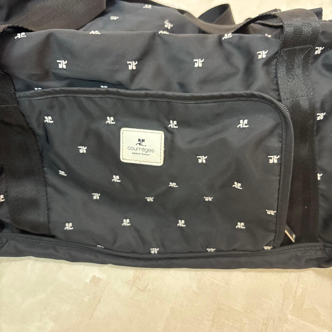 【美品】Courrèges クレージュ ボストンバッグ モノグラム 黒 大容量