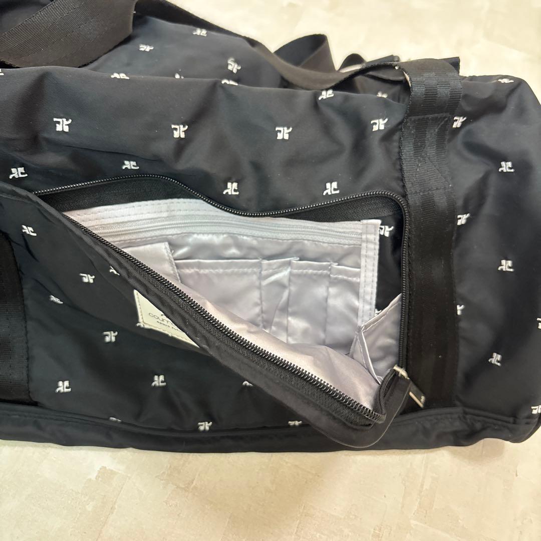 【美品】Courrèges クレージュ ボストンバッグ モノグラム 黒 大容量