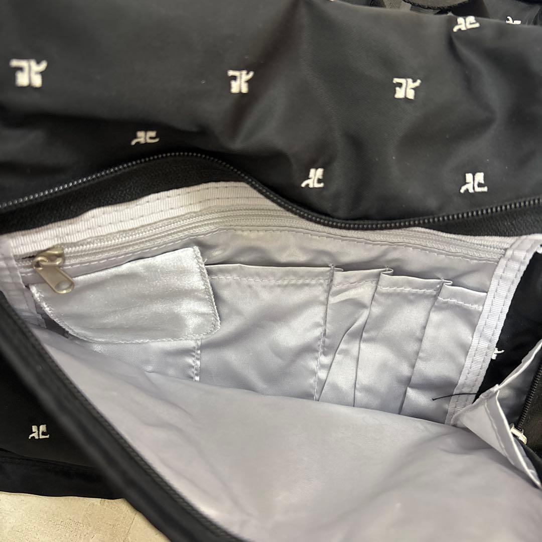 【美品】Courrèges クレージュ ボストンバッグ モノグラム 黒 大容量