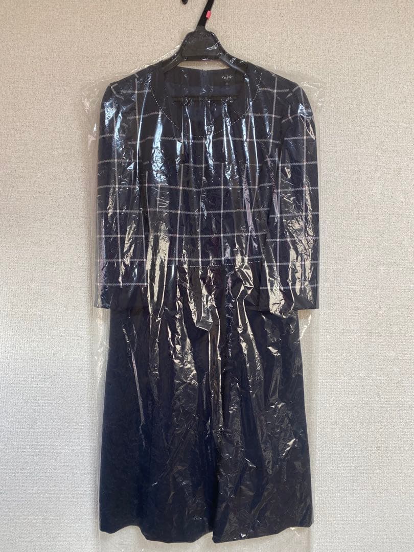 【新品未使用品】アンジョア 事務服 11号 七分袖ワンピース マトラッセチェック