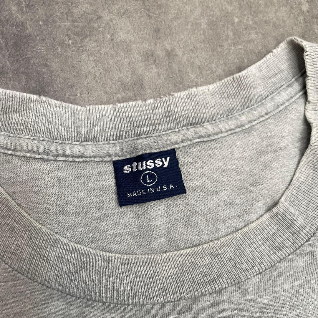 90s オールドステューシー　tシャツstussy SロゴL グレー