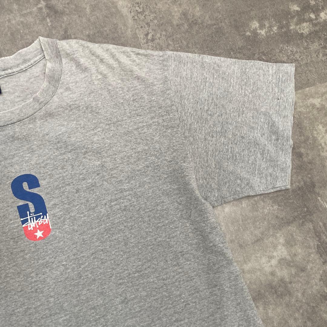90s オールドステューシー　tシャツstussy SロゴL グレー