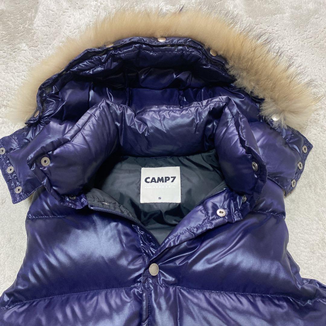 CAMP7 ダウンベスト ファー付きフード　脱着可　光沢　紫　Sサイズ 男女兼用