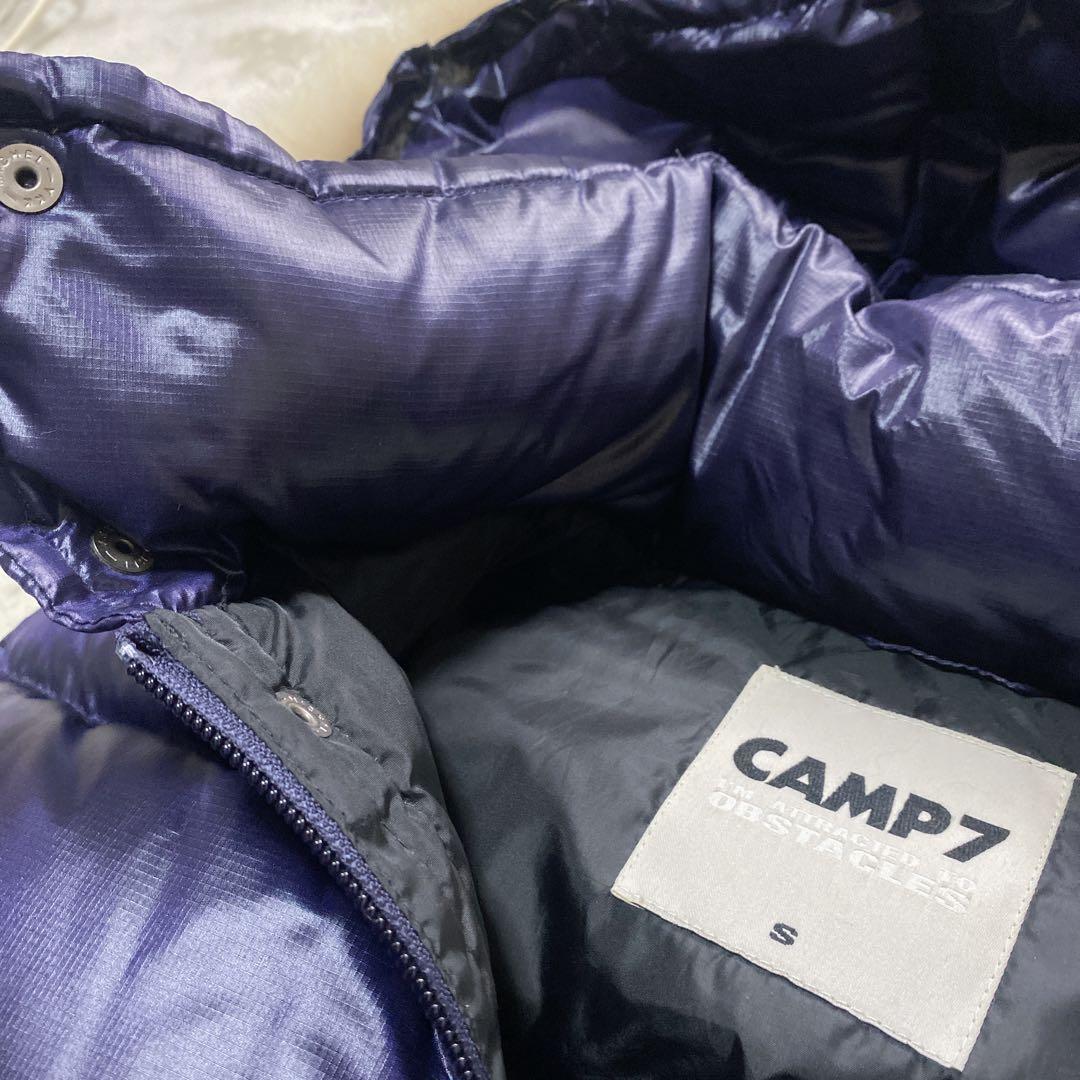 CAMP7 ダウンベスト ファー付きフード　脱着可　光沢　紫　Sサイズ 男女兼用