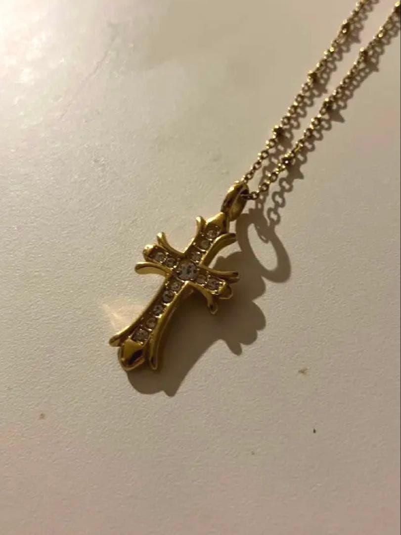 (あページ)金色 十字架 ペンダント ネックレス　ゴールド
