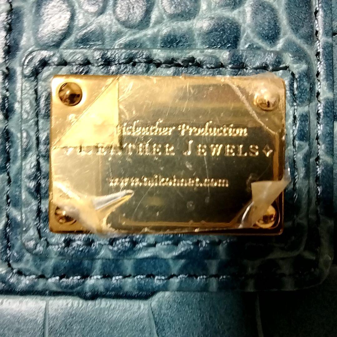 【未使用】LEATHER JEWELS本革クロコ型押し 二つ折り財布