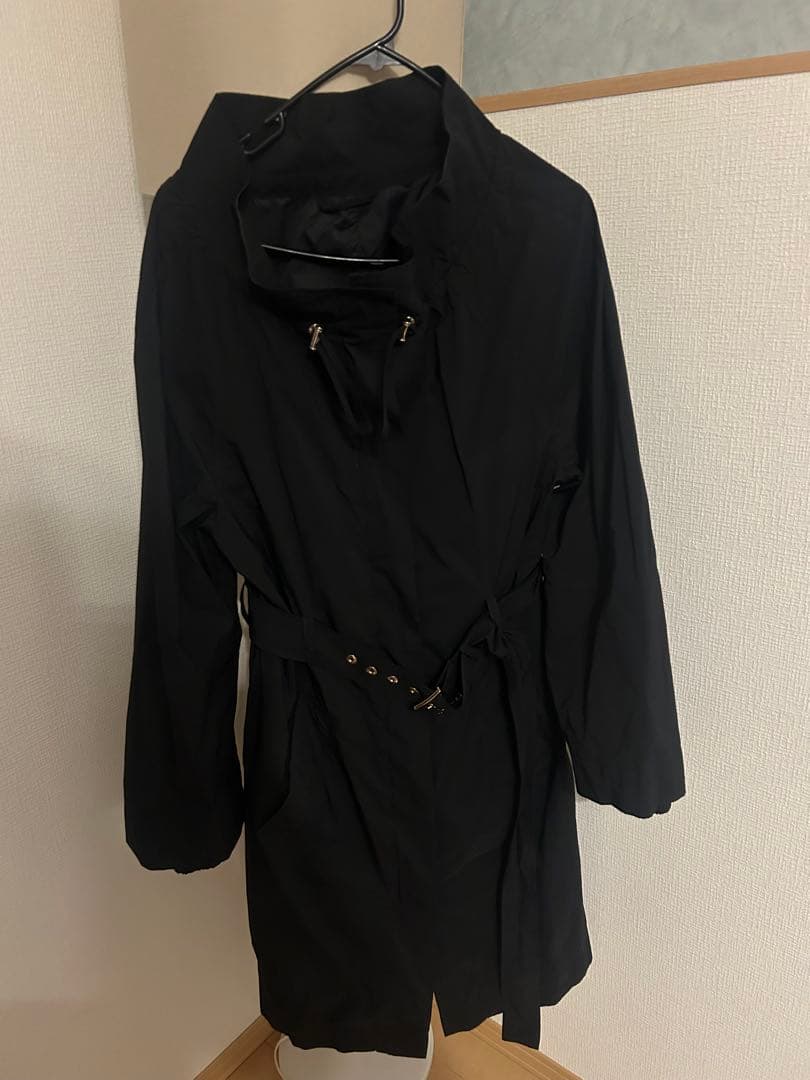 Maxmara ブラックレインコート トレンチコート