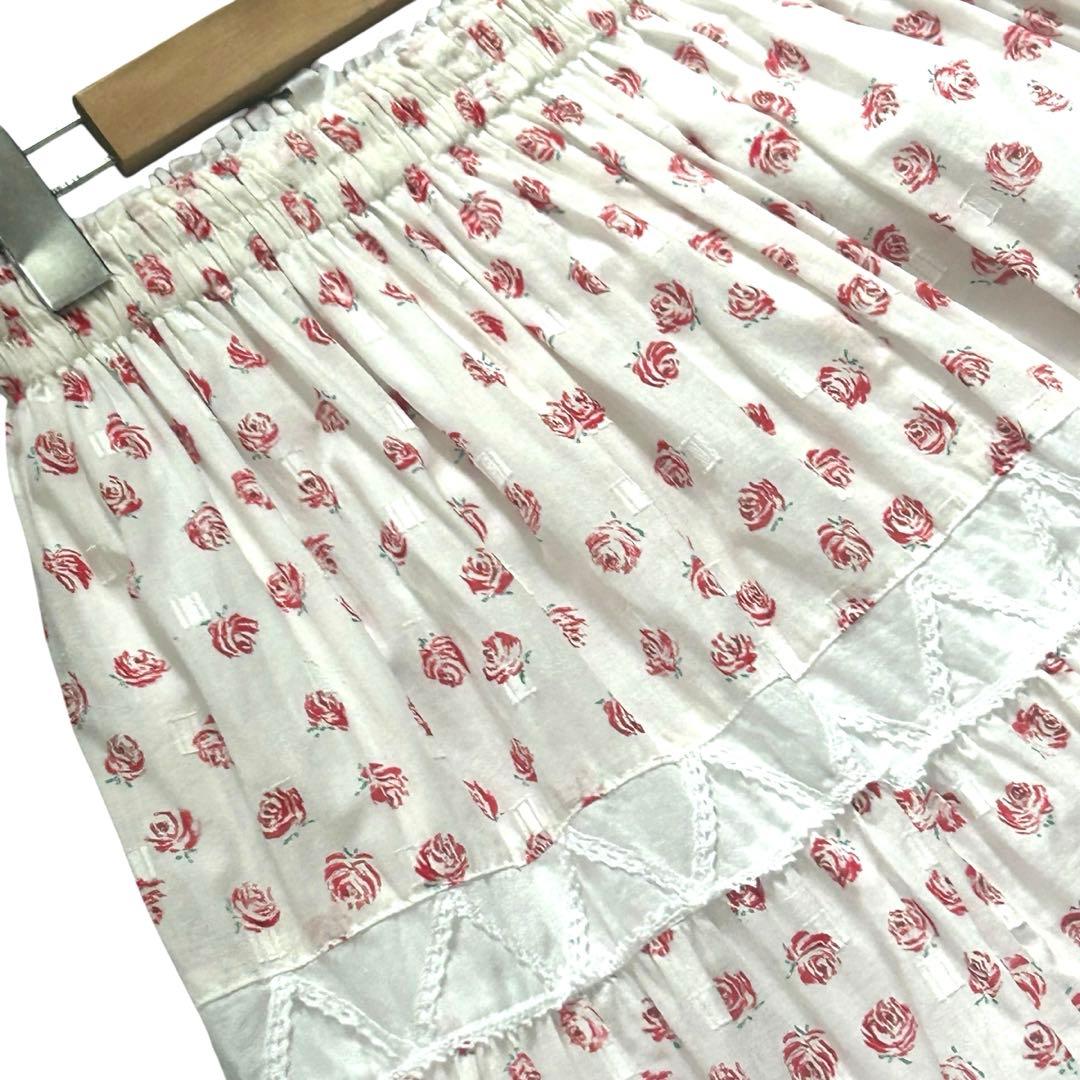 稀少❤️ノンノンドール　ヴィンテージふんわりスカート　フリル　バラいっぱいレース