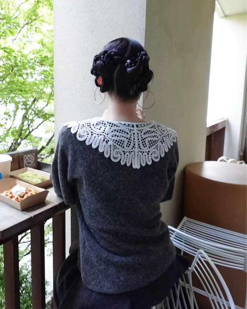 トップス Acka lace collar knit cardigan
