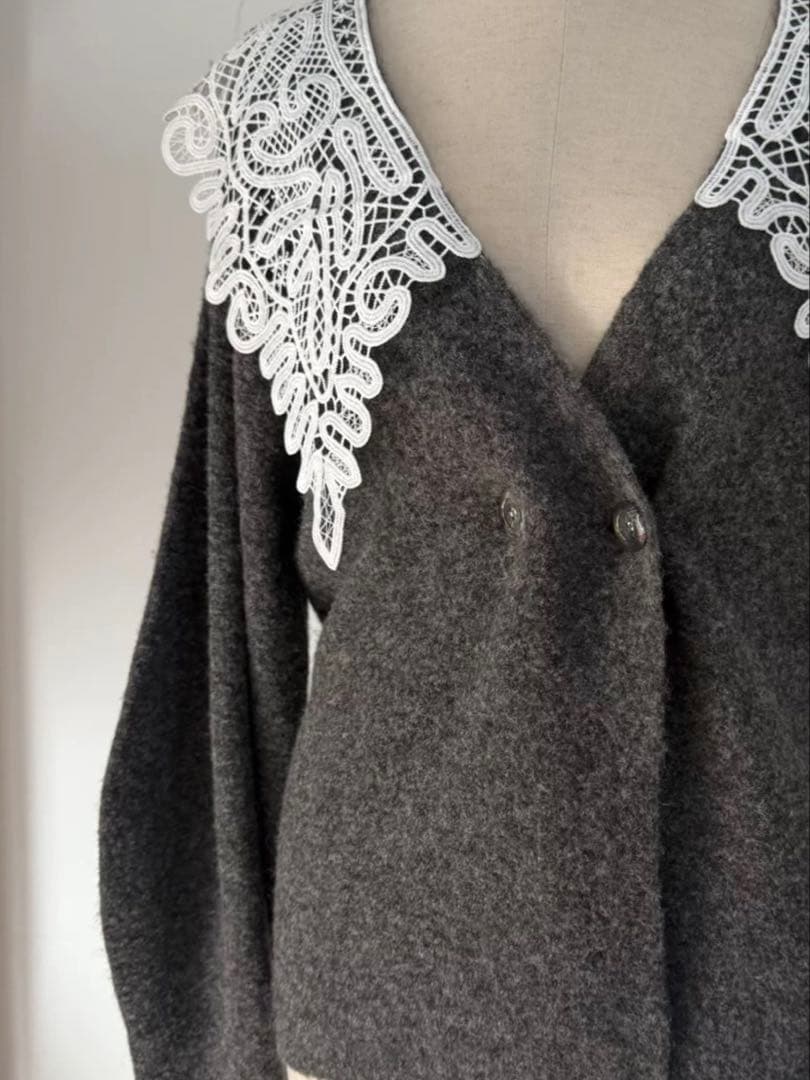 トップス Acka lace collar knit cardigan