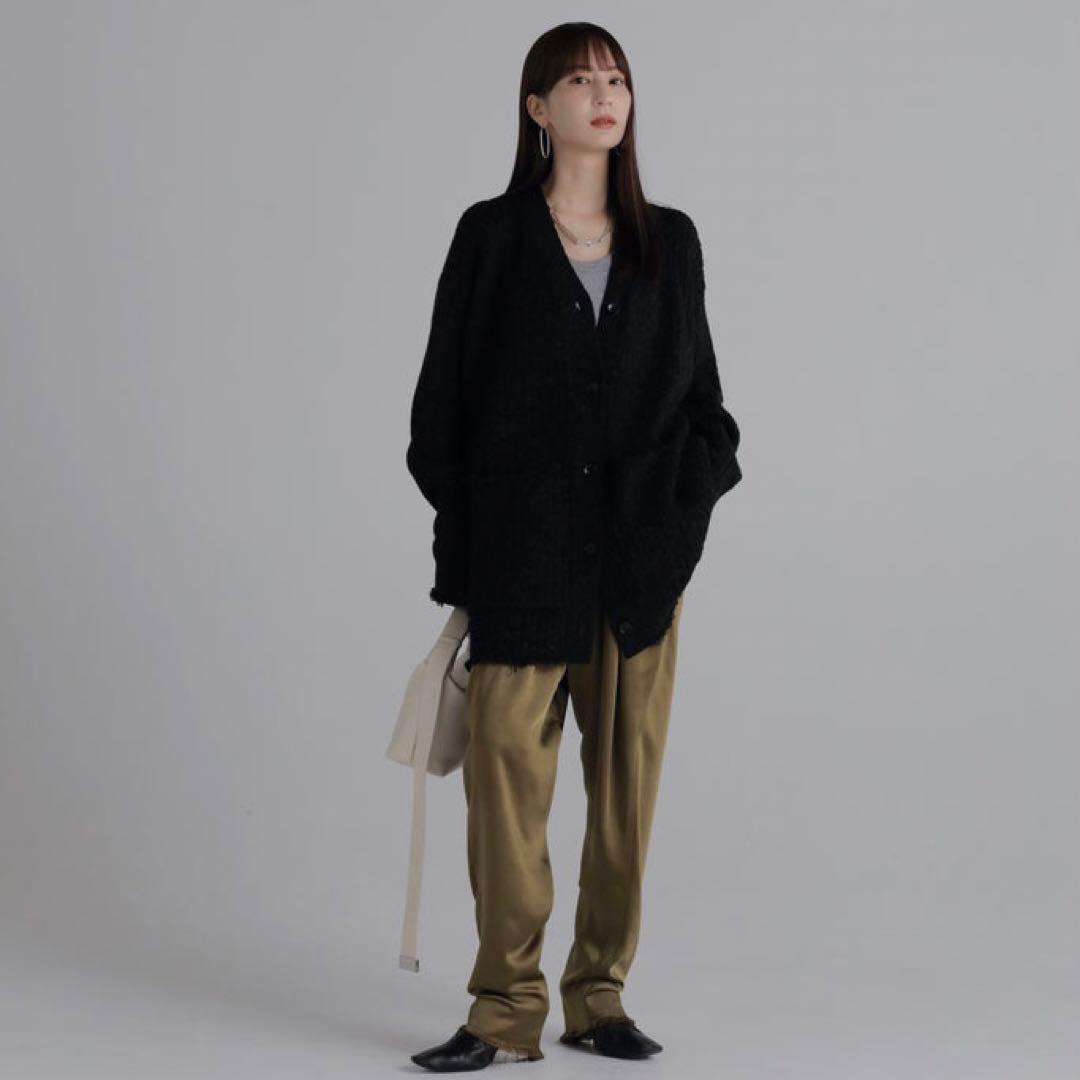 トップス louren melange knit cardigan black