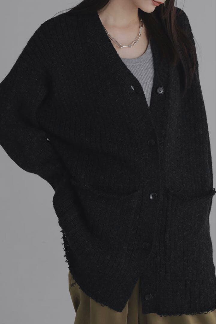 トップス louren melange knit cardigan black