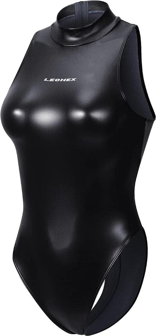 【値下げOK】LEOHEX(レオヘックス)光沢メタリックハイネック競泳水着