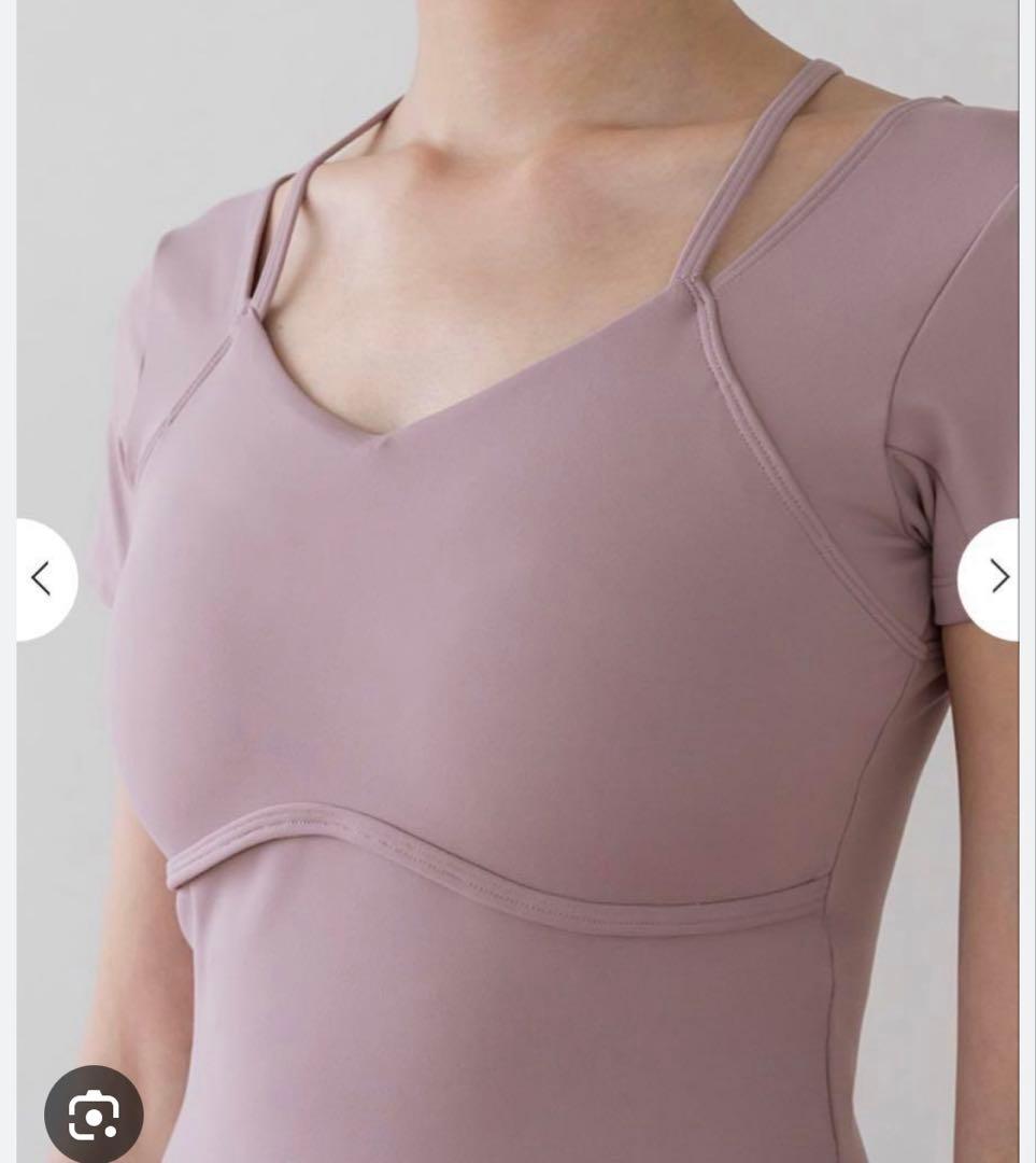 LサイズSUKALA カップ付きオープンネックTee 薄紫