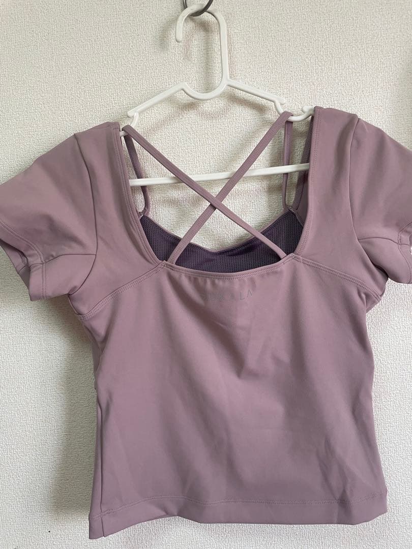 LサイズSUKALA カップ付きオープンネックTee 薄紫