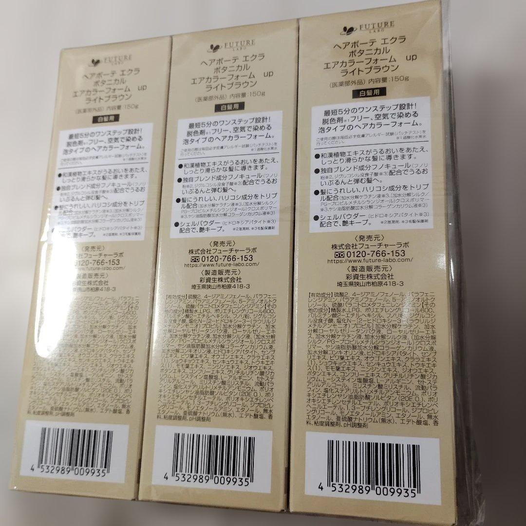 3本 ヘアボーテエクラボタニカル エアカラーフォーム　ライトブラウン150g
