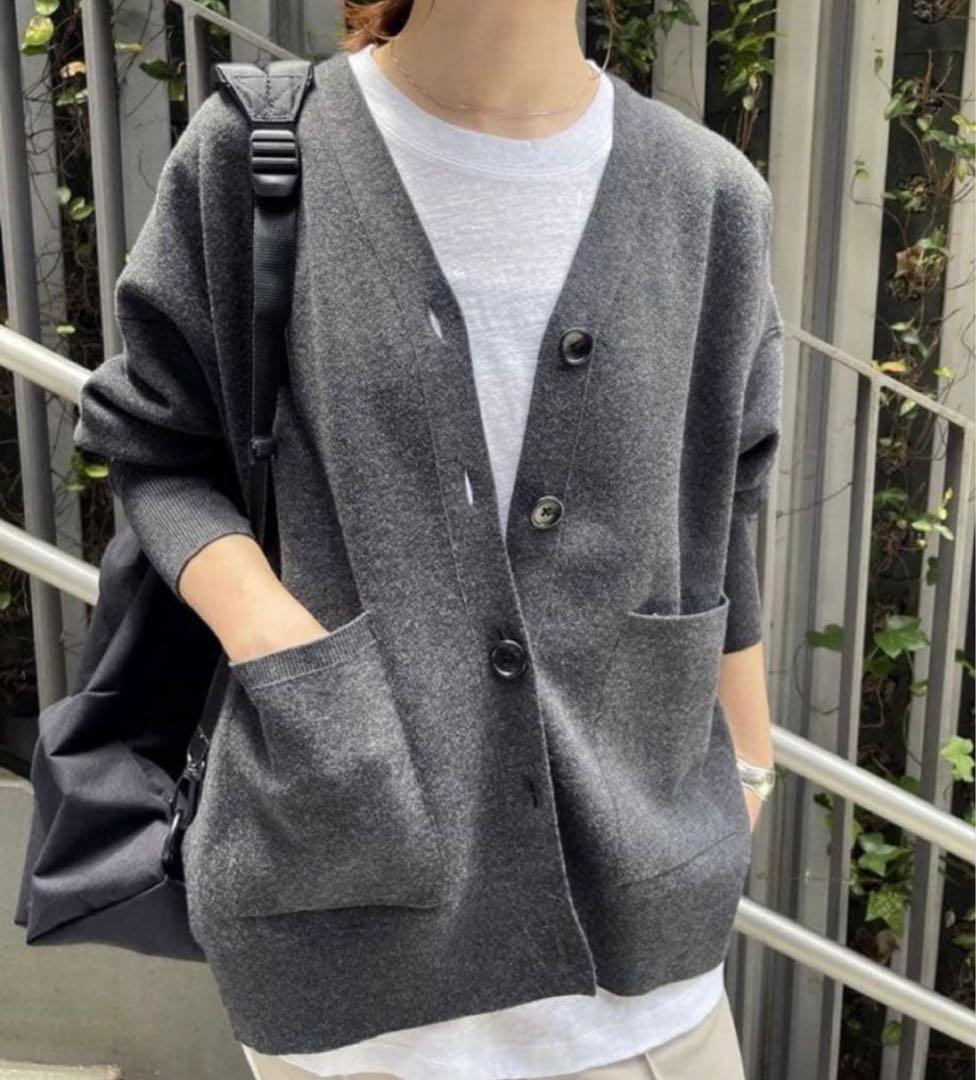 Spick & Span スピック&スパンダブルジャガード　ビッグカーディガン