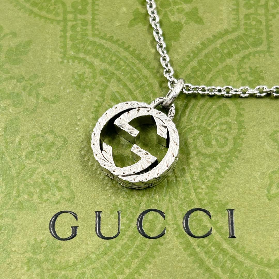 美品✨　グッチ　ネックレス　アラベスク　インターロッキング　GG ラージ 925