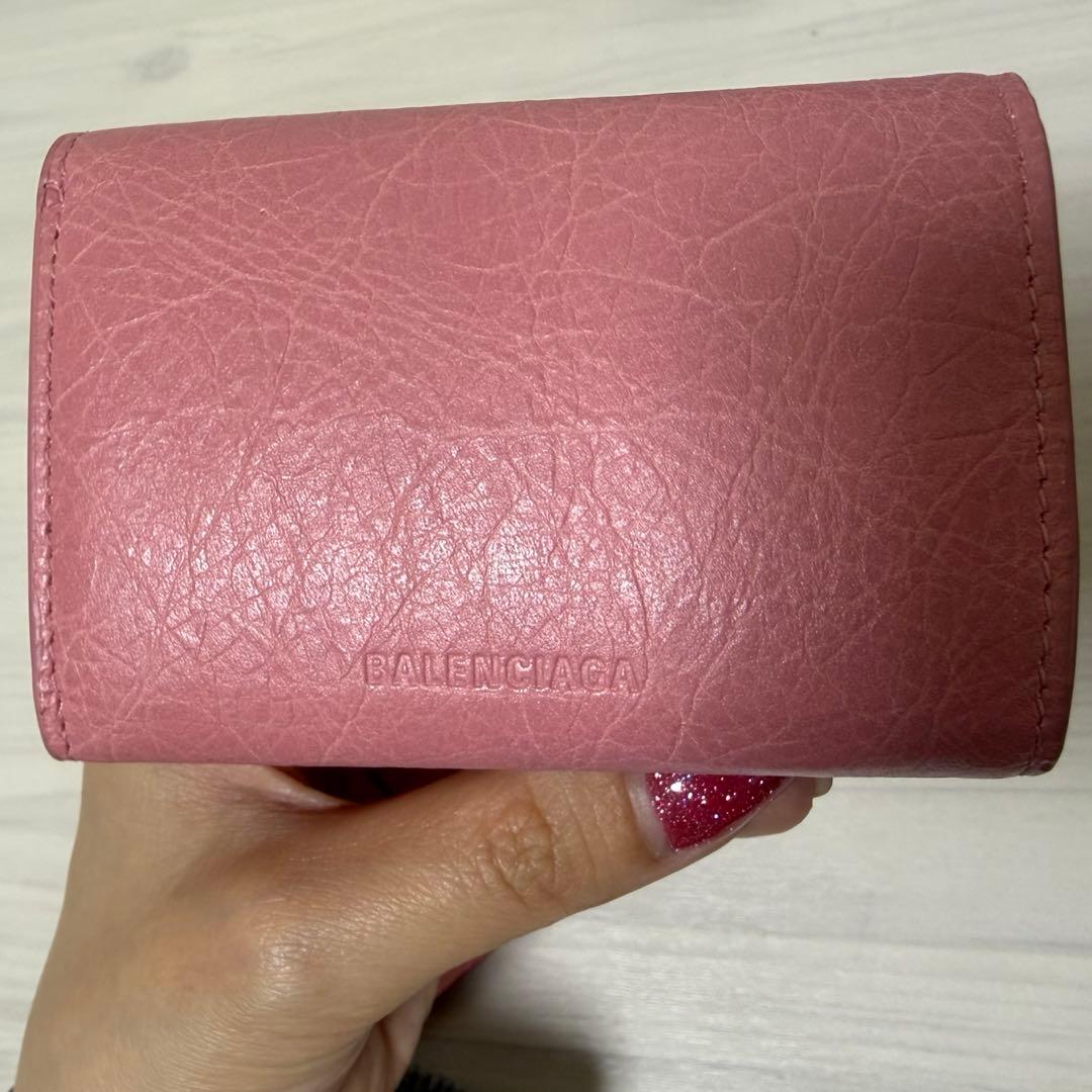 【超美品】BALENCIAGA LeCityミニウォレット ヴィチャーム付ピンク
