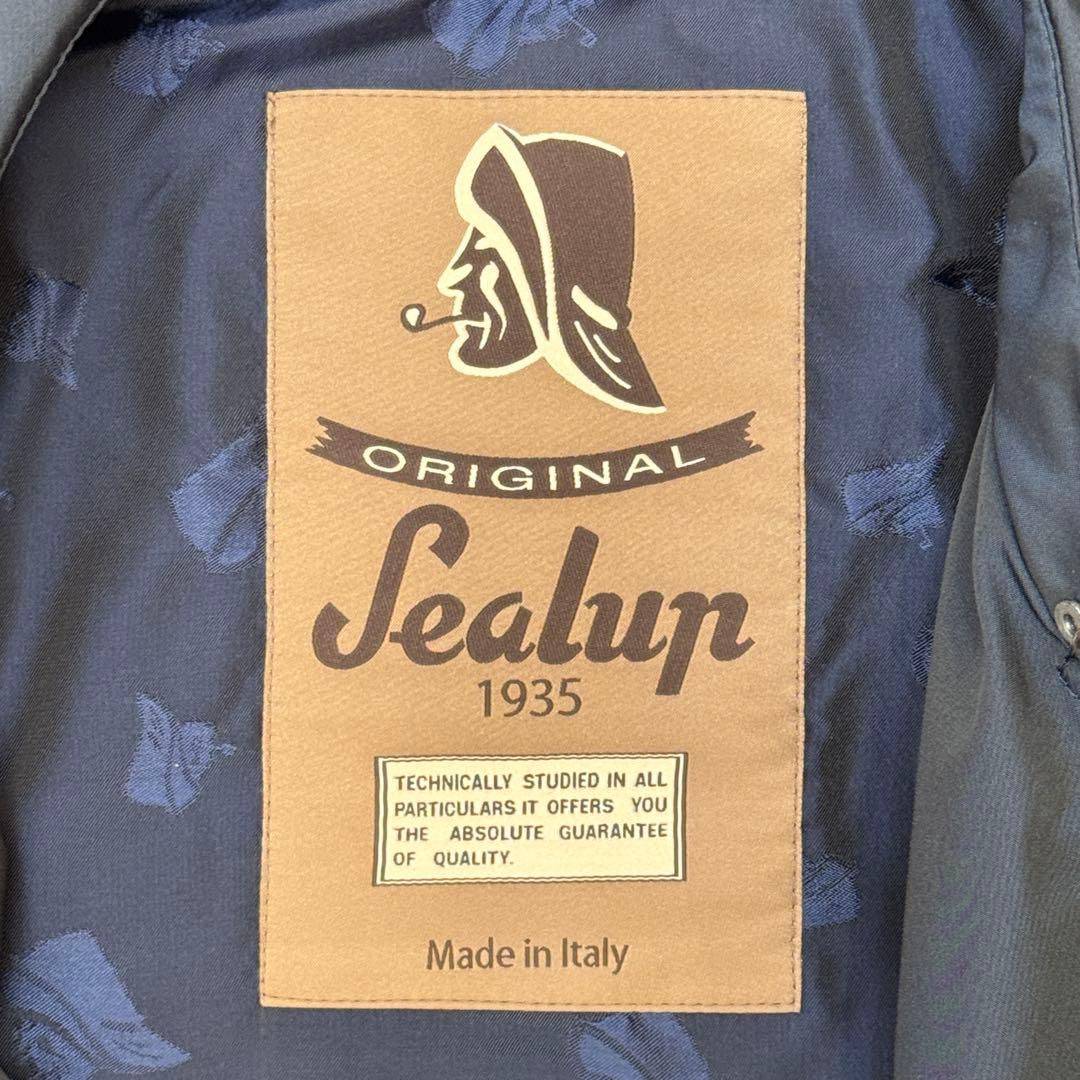 【美品】 シーラップ トレンチコート ポリ ネイビー 無地 46 Sealup