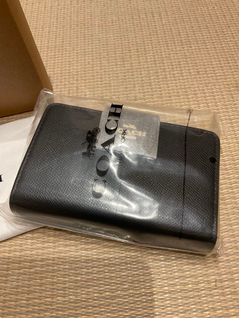 【新品・未使用】COACH コーチ F06390 二つ折り財布 ブラック レザー