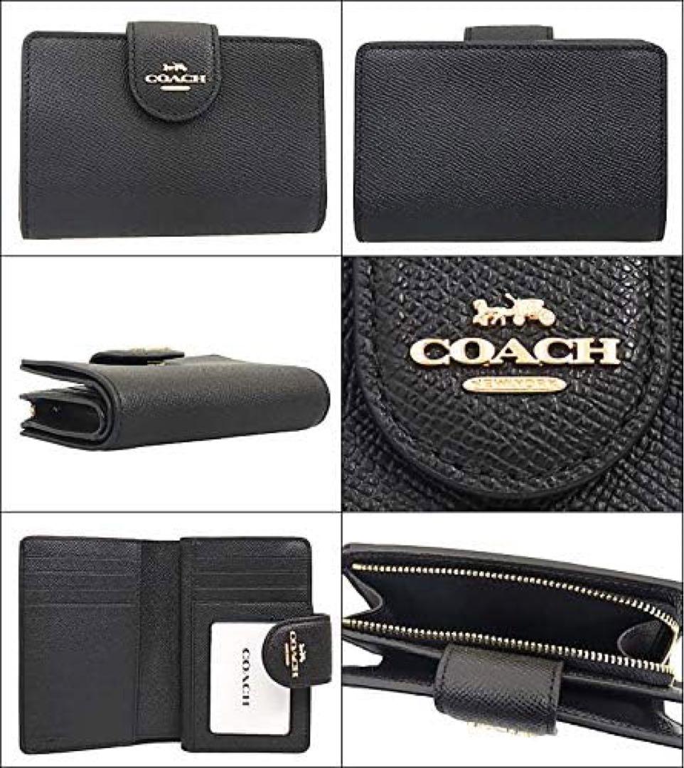 【新品・未使用】COACH コーチ F06390 二つ折り財布 ブラック レザー