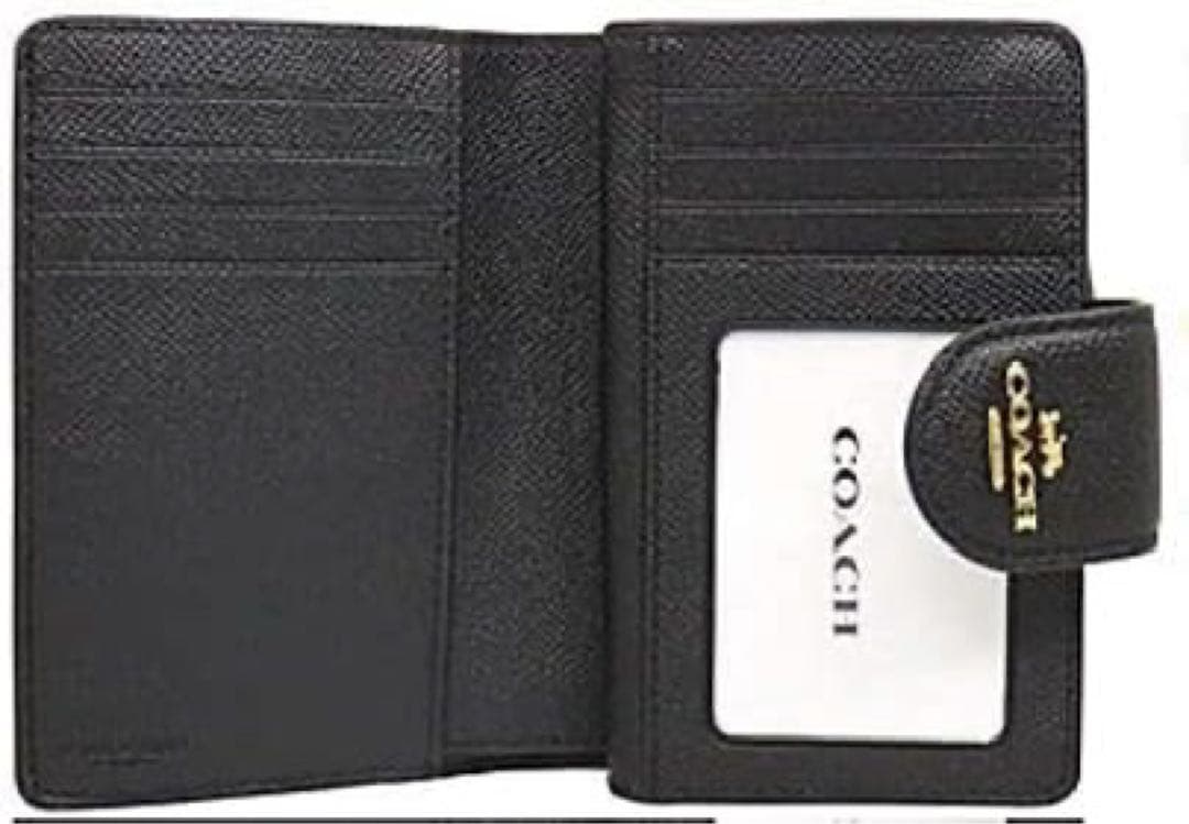 【新品・未使用】COACH コーチ F06390 二つ折り財布 ブラック レザー