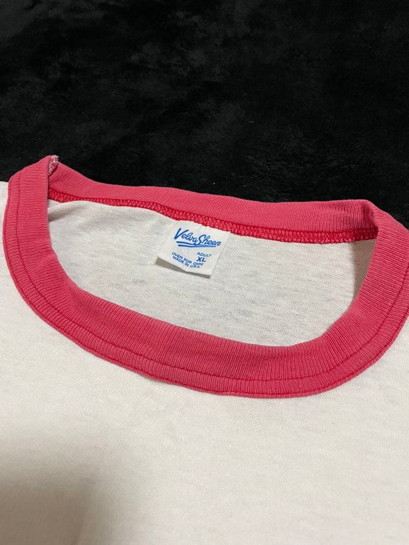 80s90s ビンテージ　ミッキーマウス リンガーTシャツ赤 ボロの美学