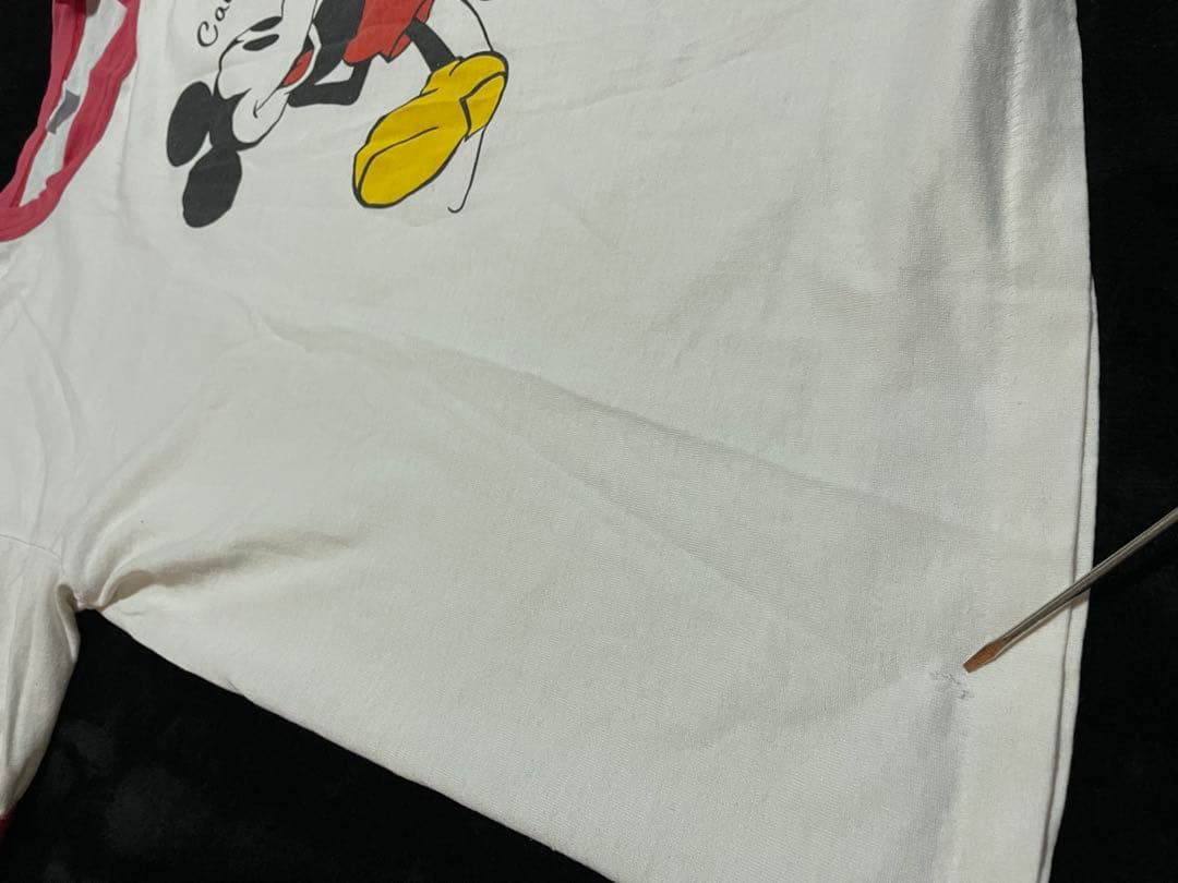 80s90s ビンテージ　ミッキーマウス リンガーTシャツ赤 ボロの美学