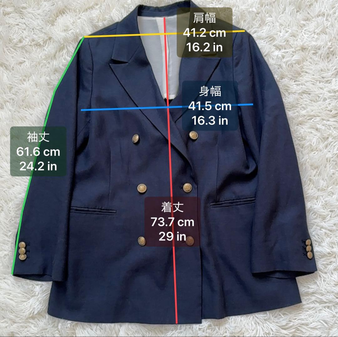 美品 Mila Owen リネン金釦ブレザー 紺ブレ ダブル ネイビー サイズ1