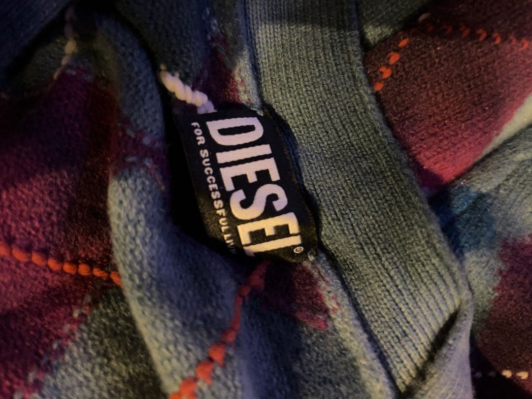 DIESEL ディーゼル　タイダイ　アーガイルニットカーディガン　定価58300