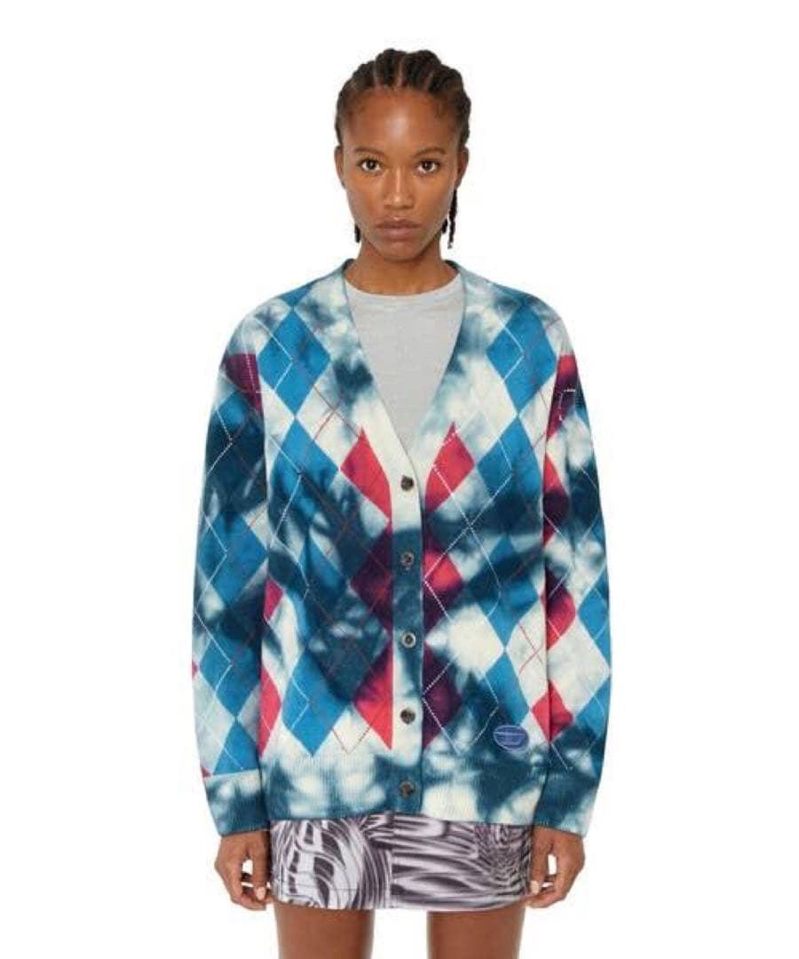 DIESEL ディーゼル　タイダイ　アーガイルニットカーディガン　定価58300