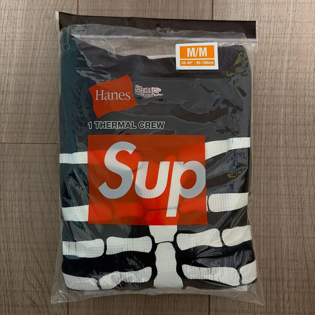 トップス supreme Hanes bones thermal crew Black