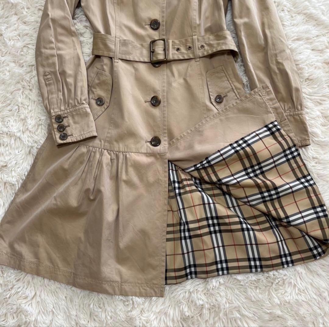 BURBERRY BLUE LABELトレンチコートベージュ フレアノバチェック